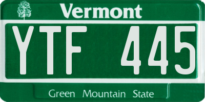 VT license plate YTF445