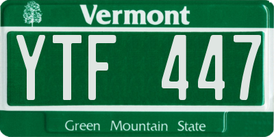 VT license plate YTF447