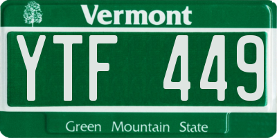 VT license plate YTF449