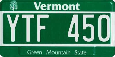 VT license plate YTF450