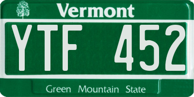 VT license plate YTF452