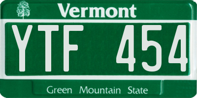 VT license plate YTF454