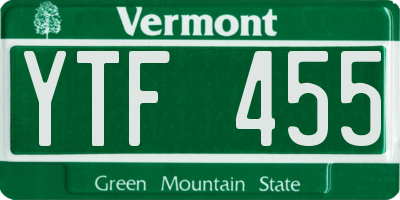 VT license plate YTF455