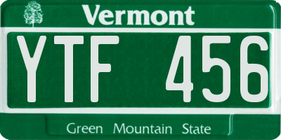 VT license plate YTF456