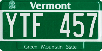 VT license plate YTF457