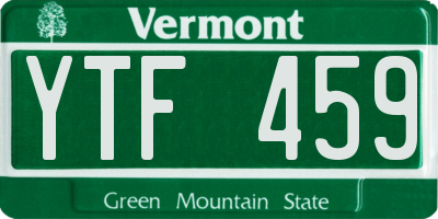 VT license plate YTF459