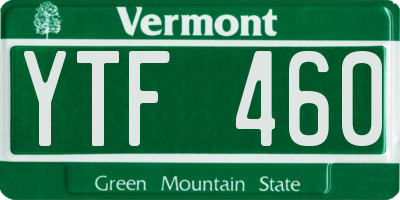 VT license plate YTF460