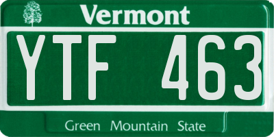 VT license plate YTF463