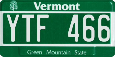 VT license plate YTF466