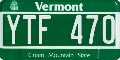 VT license plate YTF470