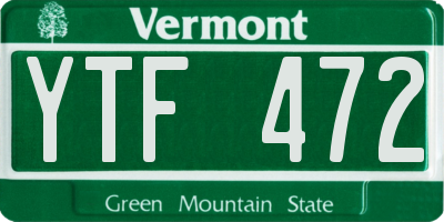 VT license plate YTF472