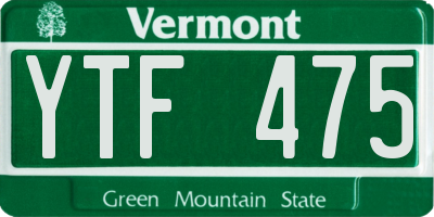 VT license plate YTF475