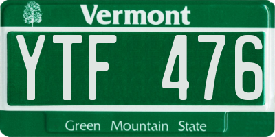 VT license plate YTF476
