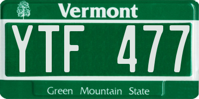 VT license plate YTF477