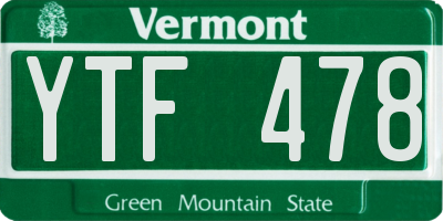 VT license plate YTF478