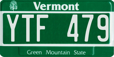 VT license plate YTF479
