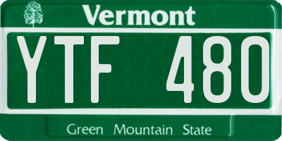 VT license plate YTF480
