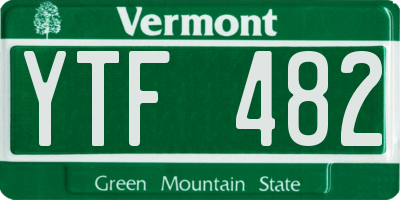 VT license plate YTF482