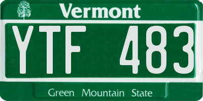 VT license plate YTF483
