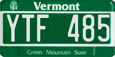VT license plate YTF485