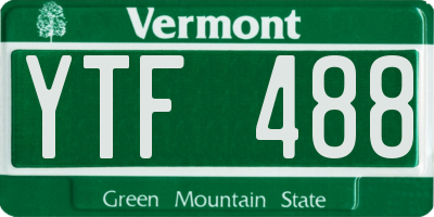 VT license plate YTF488