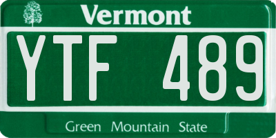 VT license plate YTF489