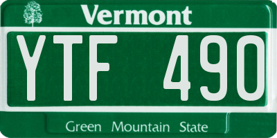 VT license plate YTF490
