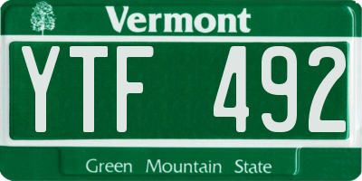 VT license plate YTF492
