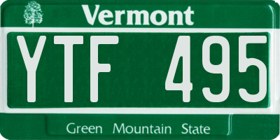VT license plate YTF495