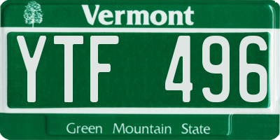 VT license plate YTF496