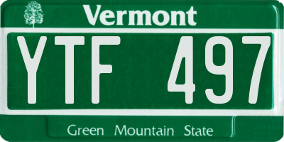 VT license plate YTF497
