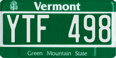 VT license plate YTF498