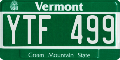 VT license plate YTF499