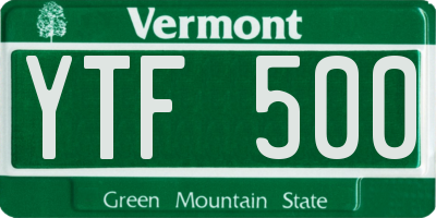 VT license plate YTF500