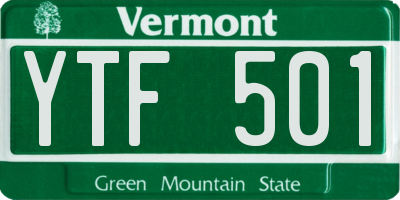 VT license plate YTF501