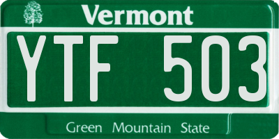 VT license plate YTF503