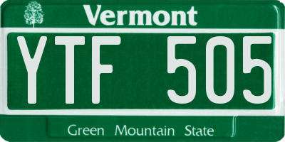 VT license plate YTF505