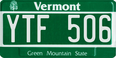 VT license plate YTF506