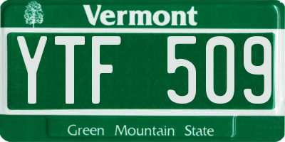 VT license plate YTF509