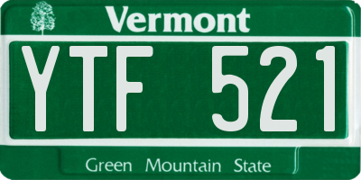 VT license plate YTF521