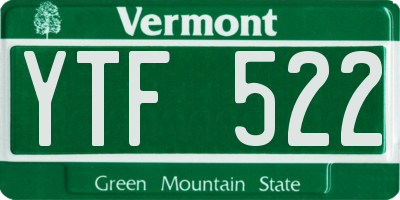 VT license plate YTF522