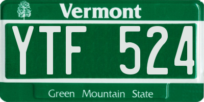 VT license plate YTF524