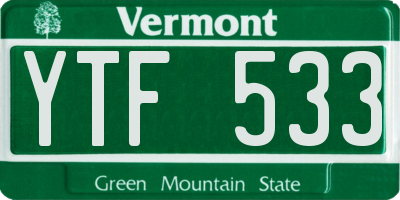 VT license plate YTF533