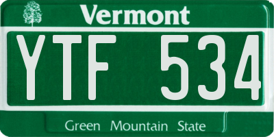 VT license plate YTF534