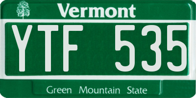 VT license plate YTF535