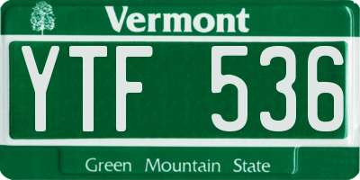 VT license plate YTF536