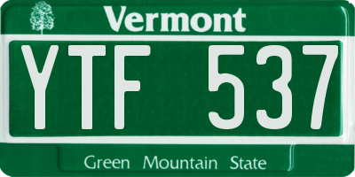 VT license plate YTF537