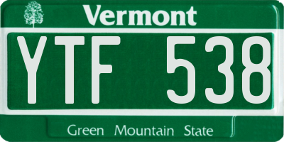 VT license plate YTF538