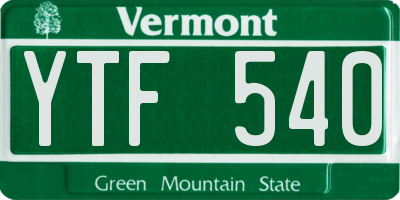 VT license plate YTF540