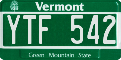 VT license plate YTF542